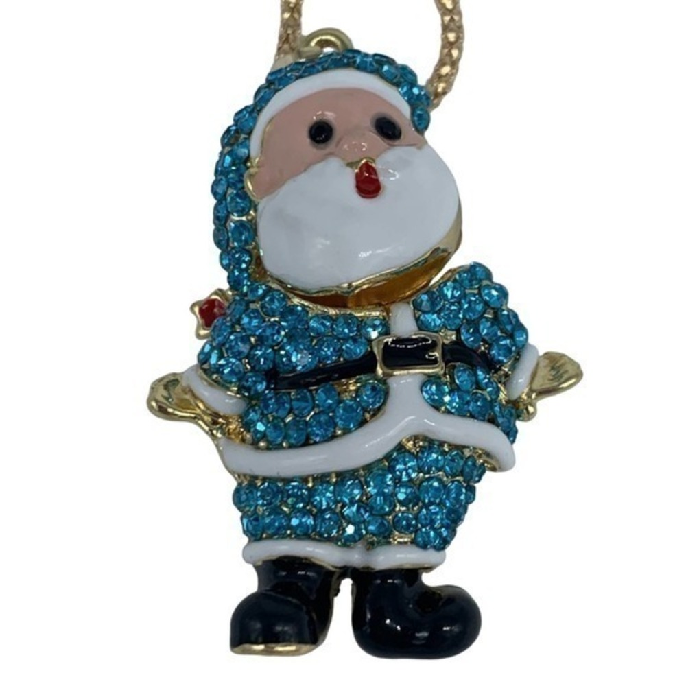NEW blue Christmas Santa Claus pendant necklace